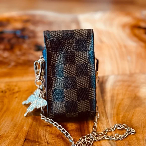 Louis Vuitton repurpose handpainted converted cigarette case brown DAMIER canvas - Picture 4 of 14